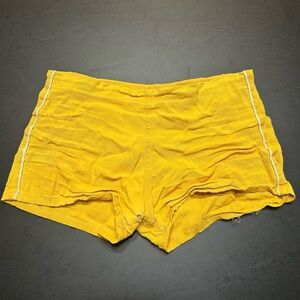 Vintage 60s 70s Pelham Sportswear Triple Check Yellow Women’s Shorts Distressed